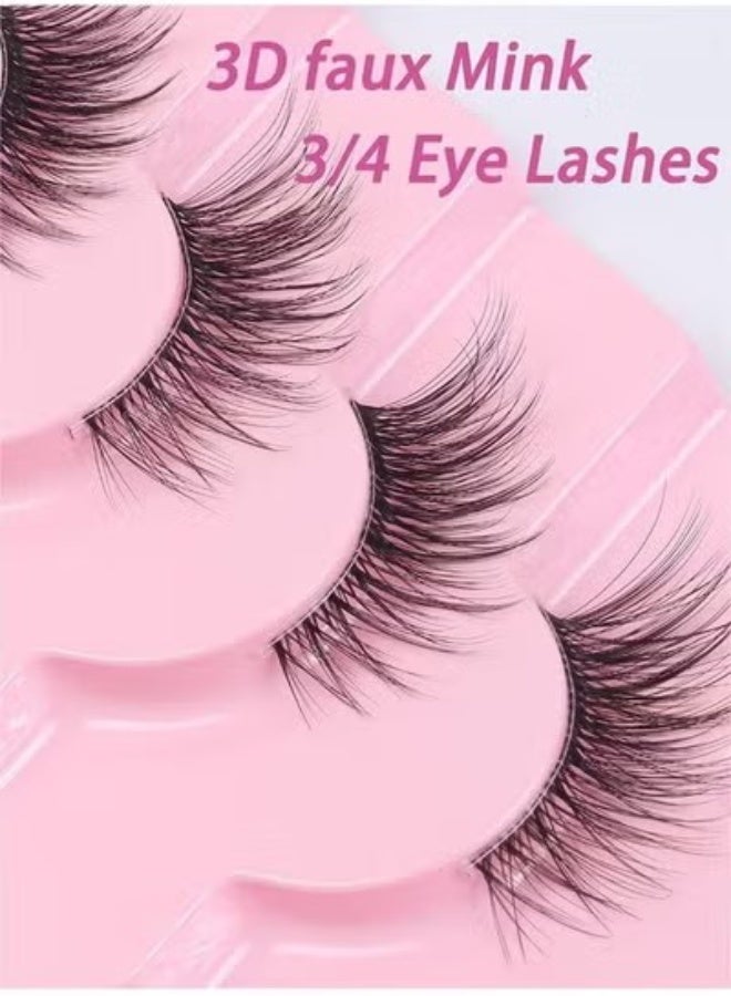 JS Half False Eyelashes 7 Pairs, Natural Cat Eye False Lashes, Curl Lashes Extension Strip Eyelashes, Fluffy Natural Reusable, Bright and Enlarged Eye - Image 5