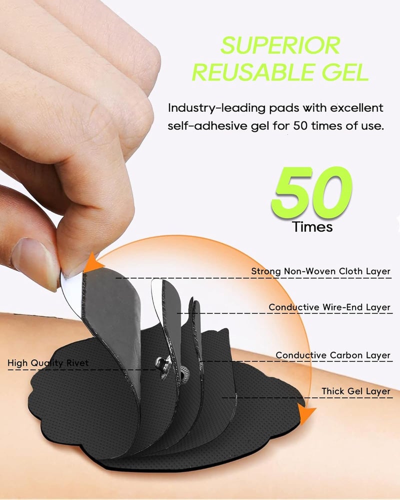 RLEXIO 20 Pack TENS Unit Electrode Pads with Wire Cable Combination Set. Reusable Premium Hydrogel Self-Adhesive TENS Unit Replacement Pads, Compatible with Belifu, AVCOO, NURSAL, TENS 7000, AUVON, Neocarbon - Image 5