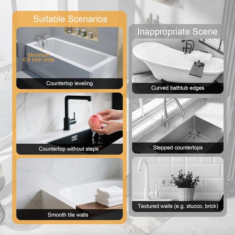 Mofason Silicone Shower Splash Guard, Clear Bathtub Corner Splash Guard, Bathroom Shower Water Guard with Adhesive for Fixing, Can Be Used in Washbasin, Tubs, Sinks Etc - 2Pack - Image 4