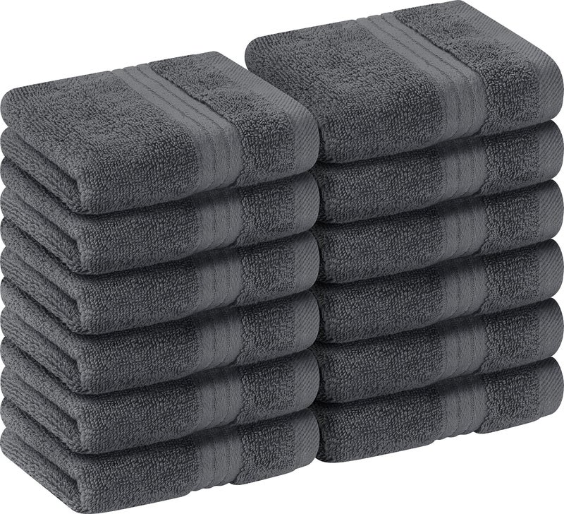 Utopia Towels 12 Pack Premium Wash Cloths Set (12 x 12 Inches) 100% Cotton Ring Spun, Highly Absorbent and Soft Feel Washcloths for Bathroom, Spa, Gym, and Face Towel (Grey) - Image 1