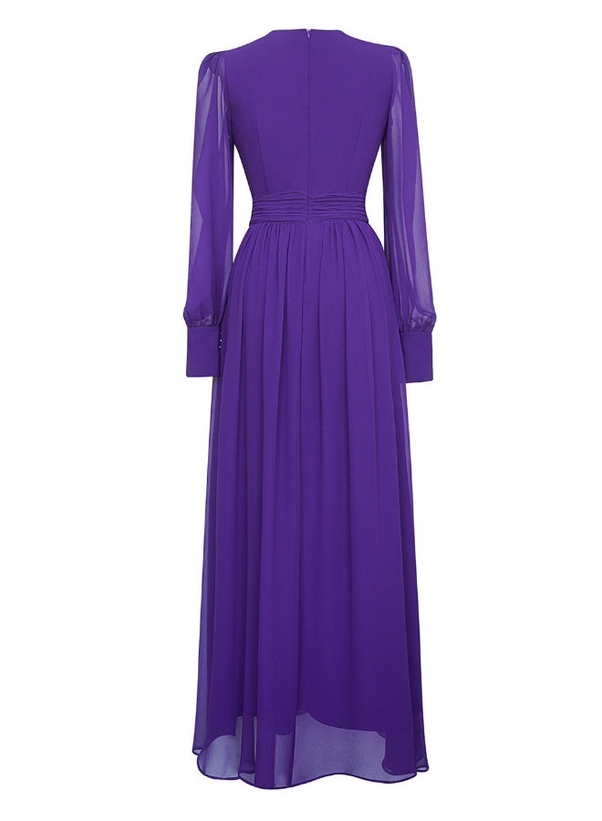 Madam Uniq Purple Chiffon Gown Dress - Image 4