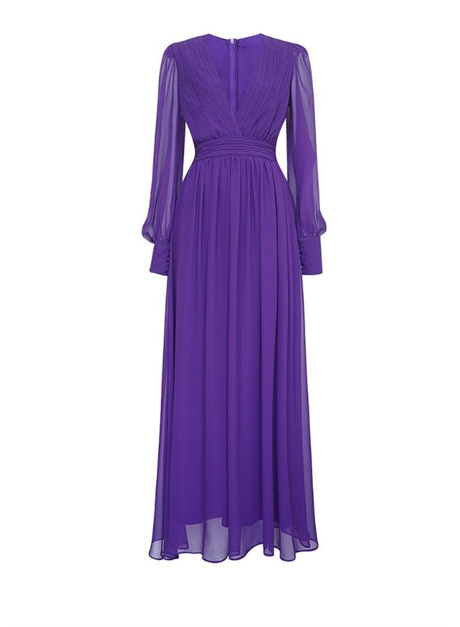Madam Uniq Purple Chiffon Gown Dress - Image 3
