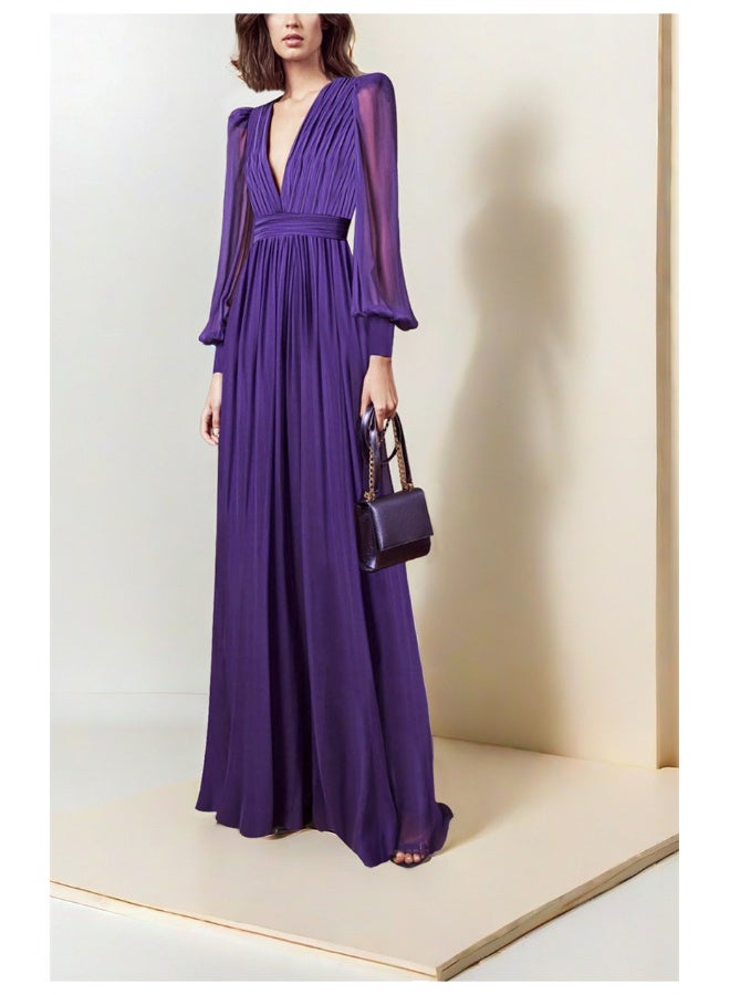 Madam Uniq Purple Chiffon Gown Dress - Image 1