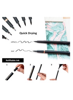 Generic Calligraphy Pens Hand Lettering Pens Refillable Calligraphy Pens Brush Marker Pens Set Black 4 Size for Writing Painting Drawing Sketching Scrapbooking Pack of 6  - Image 3