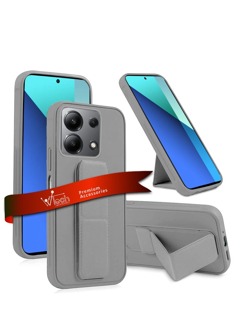 Wtech Hand Grip Foldable Magnetic Kickstand Wrist Strap Finger Grip With Built-In Iron Case Cover For Xiaomi Redmi Note 13 4G 2024 Grey - Image 1