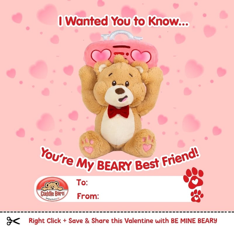 Cuddle Barn Valentines Toy Bear - Be Mine Beary | Animated Plush Teddy Dances to Song "You Can't Hurry Love" | Boombox Lights Up | Cute Romantic Valentine Stuffed Animal | Gift for Kids and Adults - 13 inches - Image 4