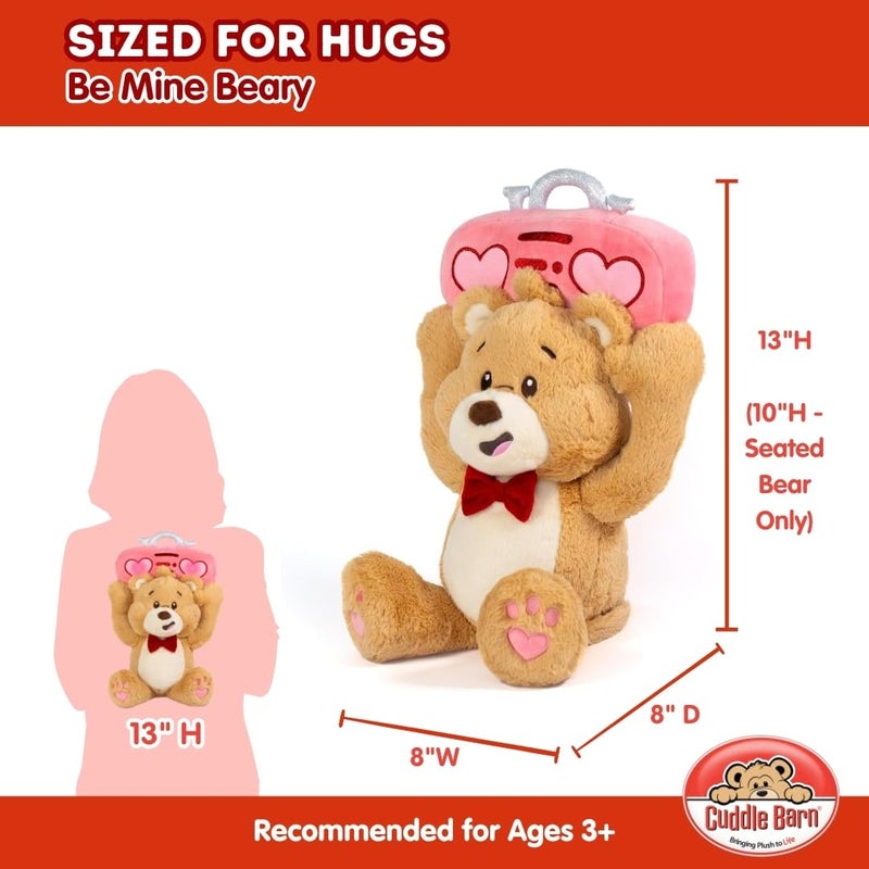 Cuddle Barn Valentines Toy Bear - Be Mine Beary | Animated Plush Teddy Dances to Song "You Can't Hurry Love" | Boombox Lights Up | Cute Romantic Valentine Stuffed Animal | Gift for Kids and Adults - 13 inches - Image 2