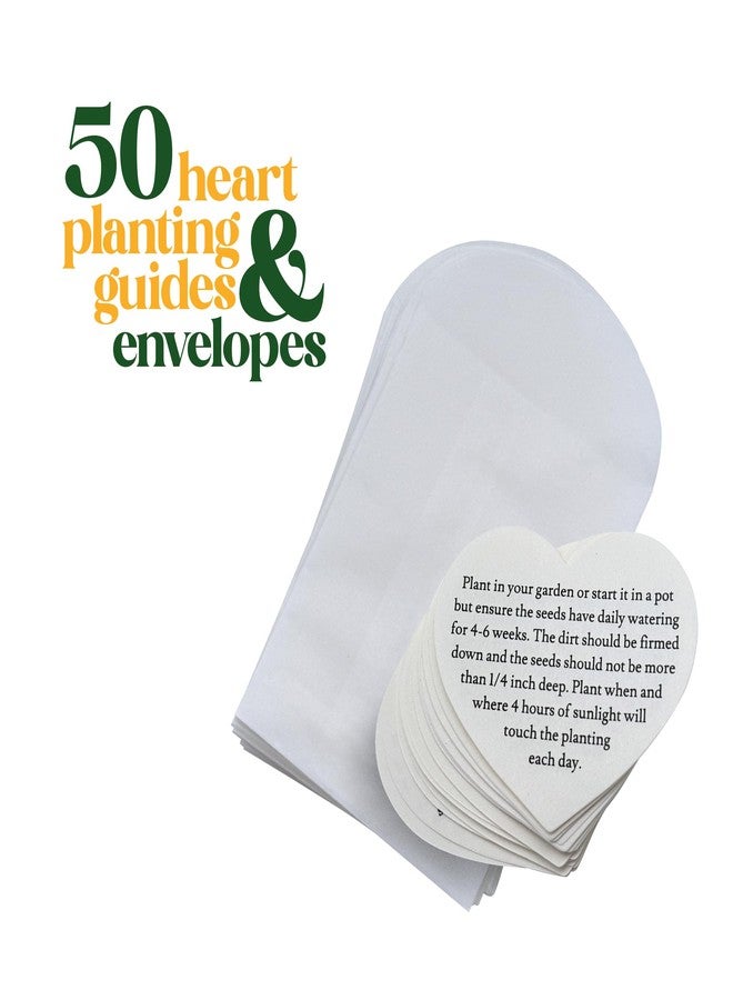Seed Bloom 50 Set of Heart Planting Guide with Glassine Envelopes - Perfect for Seed Paper Products, Wedding Favors, and Gift Sets - Image 2