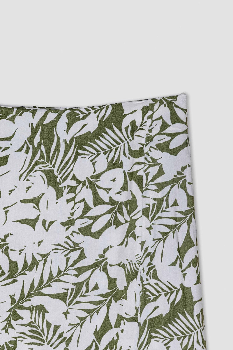 DeFacto Green Woman A Cut Floral Midi Skirt Casual - Image 2