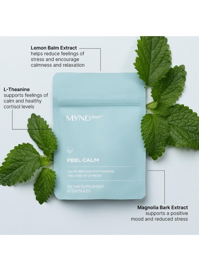 Nu Skin Mynd360 اشعر بالهدوء مع L-Theanine | 60 كبسولة | يدعم الاسترخاء وهدوء العقل | L-Theanine 200 ملغ، مستخلص ورق الليمون و لحاء الماغنوليا | مساعدة للهدوء من أجل العافية اليومية | نباتي - Image 2