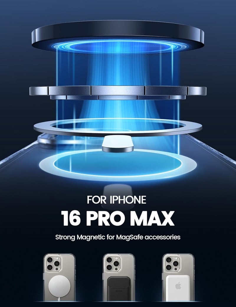 Lamicall for iPhone 16 Pro Max Case Mag Safe [Clear & Anti-Yellowing][Military Grade Drop Protection] Scratch-Resistant, Screen & Lens Protection, Stronger Magnetic, Only for iPhone 16 Pro Max Cover - Image 2