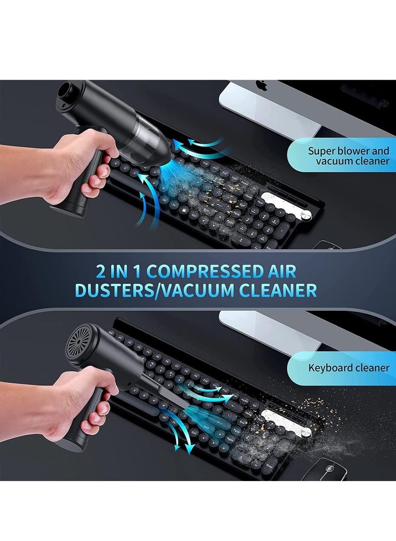 Compressed Air Duster Electric Air Duster And Vacuum 2 In 1 3-Gear To 91000RPM 7600mAh Cordless Duster Replaces Air Cans Pump For Computer Keyboard Camera Car Clean - Image 2