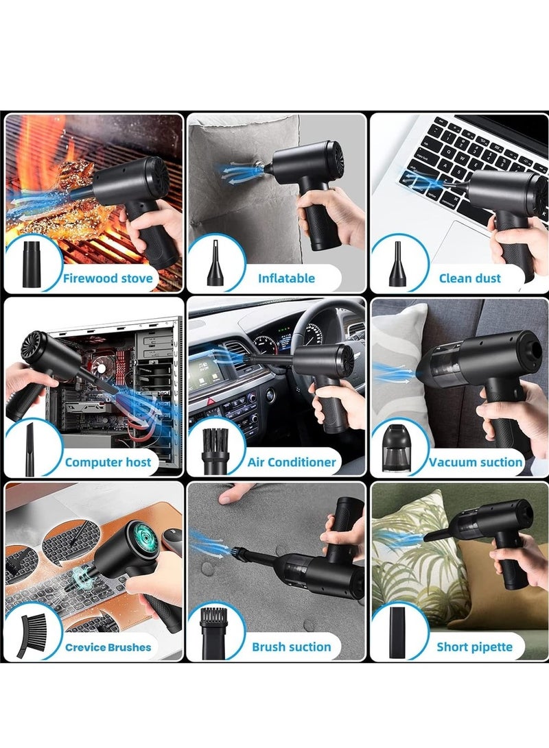 Compressed Air Duster Electric Air Duster And Vacuum 2 In 1 3-Gear To 91000RPM 7600mAh Cordless Duster Replaces Air Cans Pump For Computer Keyboard Camera Car Clean - Image 4