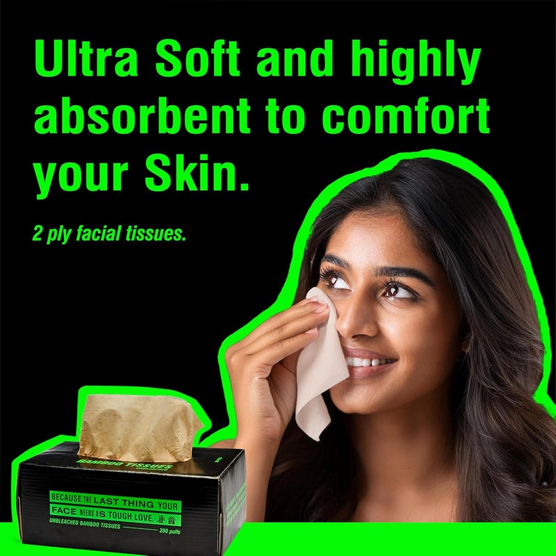 BECO Bamboo Facial Tissue Paper Box-Hard Pack | 100 pulls x 4 boxes | Super Soft, Skin Friendly & Highly Absorbent Face Tissue Napkins | Car Tissue Box | 100% Natural & Ecofriendly | 2 ply-400 Pulls - Image 2