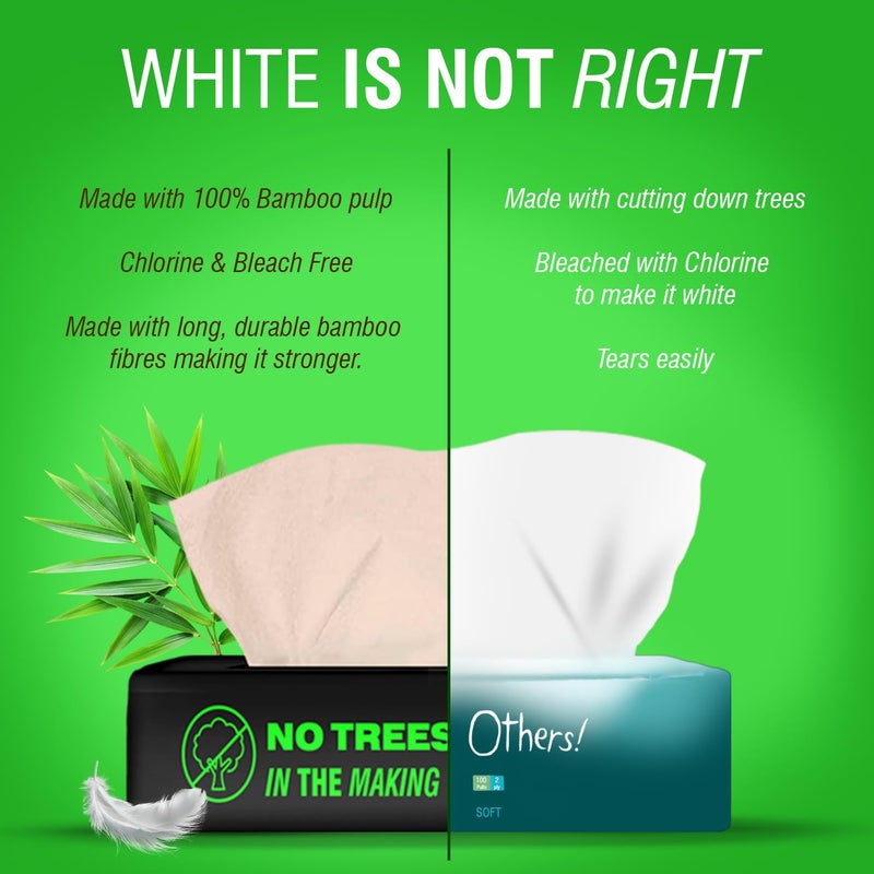 BECO Bamboo Facial Tissue Paper Box-Hard Pack | 100 pulls x 4 boxes | Super Soft, Skin Friendly & Highly Absorbent Face Tissue Napkins | Car Tissue Box | 100% Natural & Ecofriendly | 2 ply-400 Pulls - Image 4