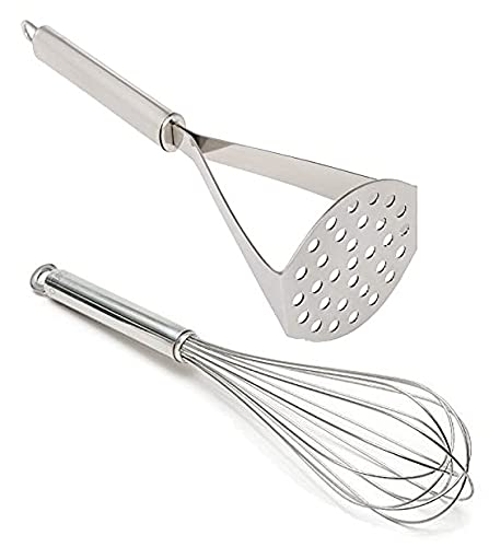 NOHUNT Stainless Steel Potato Masher | Aloo Masher | Pav Bhaji Smasher for Kitchen with Stainless Steel Hand Blender Mixer Froth Whisker Latte Maker for Milk Coffee Egg Beater Juicer - Image 5
