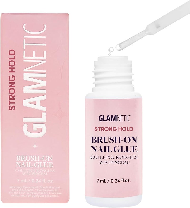 Glamnetic Super Strong Brush On Nail Glue Brush Tip Applicator, Mess Free, Travel Friendly, Vegan Durable & Long-Lasting .24 fl. oz. - Image 1