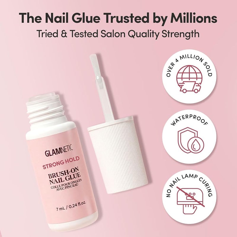 Glamnetic Super Strong Brush On Nail Glue Brush Tip Applicator, Mess Free, Travel Friendly, Vegan Durable & Long-Lasting .24 fl. oz. - Image 4