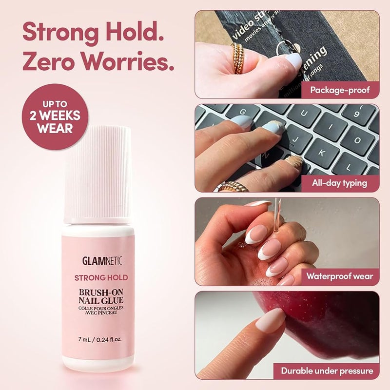 Glamnetic Super Strong Brush On Nail Glue Brush Tip Applicator, Mess Free, Travel Friendly, Vegan Durable & Long-Lasting .24 fl. oz. - Image 2