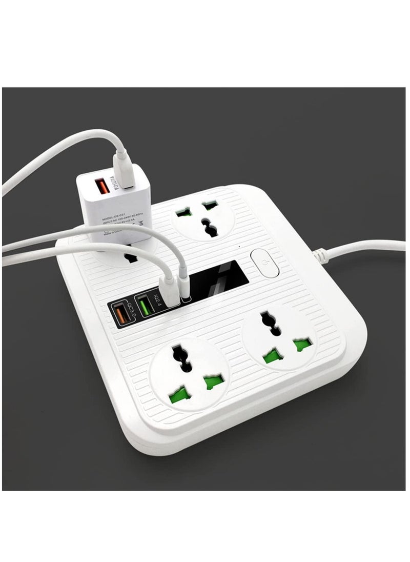 Generic - Power Strip Surge Protector with USB - Extension Cord Flat Plug with Widely 4 AC Outlet and 3 USB 1 PD, LED Small Desktop Station with 6 ft Power Cord, Compact Socket for Travel, Home and Office - Image 1