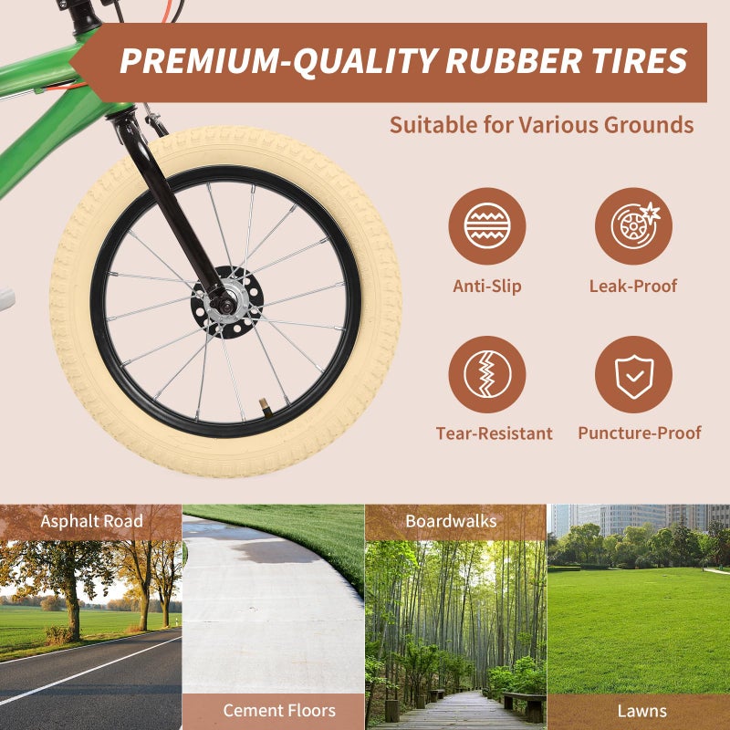 aledaras 12.5"/14"/16"/18"/20" Kids Bike Tire 2 Pack Folding Replacement Tire and Inner Tubes, Beige Bike Tires Compatible with 12.5/14/16/18/20x1.75/1.95/2.125 Tire Wheel - Image 5