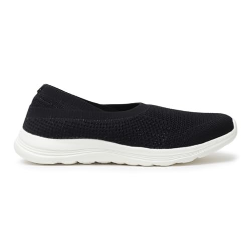 YOHO Knitted Slip-Ons for Women | Lightweight, Stylish & Casual Without Lace Sneakers for Woman | Extra Soft Insole & Shock Absorbing, Walking Loafer Shoes for Ladies SOS-114 | Classic Black - UK 5 - Image 4