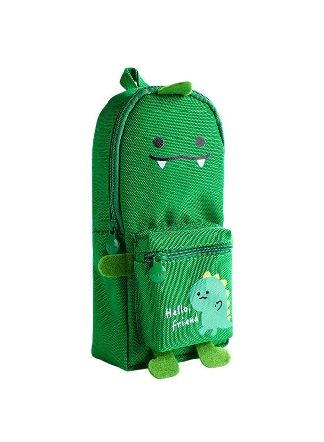 FunBlast Pencil Pouch, Stylish Pencil case, Large Capacity Hangable Canvas Pencil Case, Cute Cartoon Pouch for Kids, Kawaii Pencil Case, Aesthetic Pouch for School & College Students (Green-Dino) - Image 1