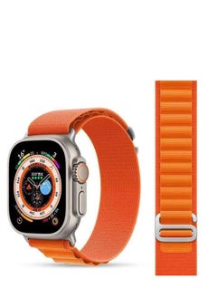 Generic strap For Apple Watch Series 8 (45mm) & Apple Watch Ultra (49mm) Nylon Sport Replacement Strap Bands With Adjustable Closure - Orange  - Image 1