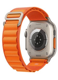 Generic strap For Apple Watch Series 8 (45mm) & Apple Watch Ultra (49mm) Nylon Sport Replacement Strap Bands With Adjustable Closure - Orange  - Image 3