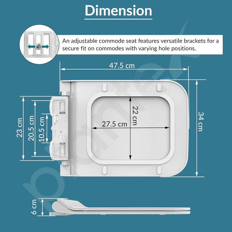 Plantex Polypropylene Soft Closing Toilet SeatWestern Toilet Seats For BathroomToilet SeatToilet Seat Cover For Commode Rectangle Shape Glossy White - Image 2