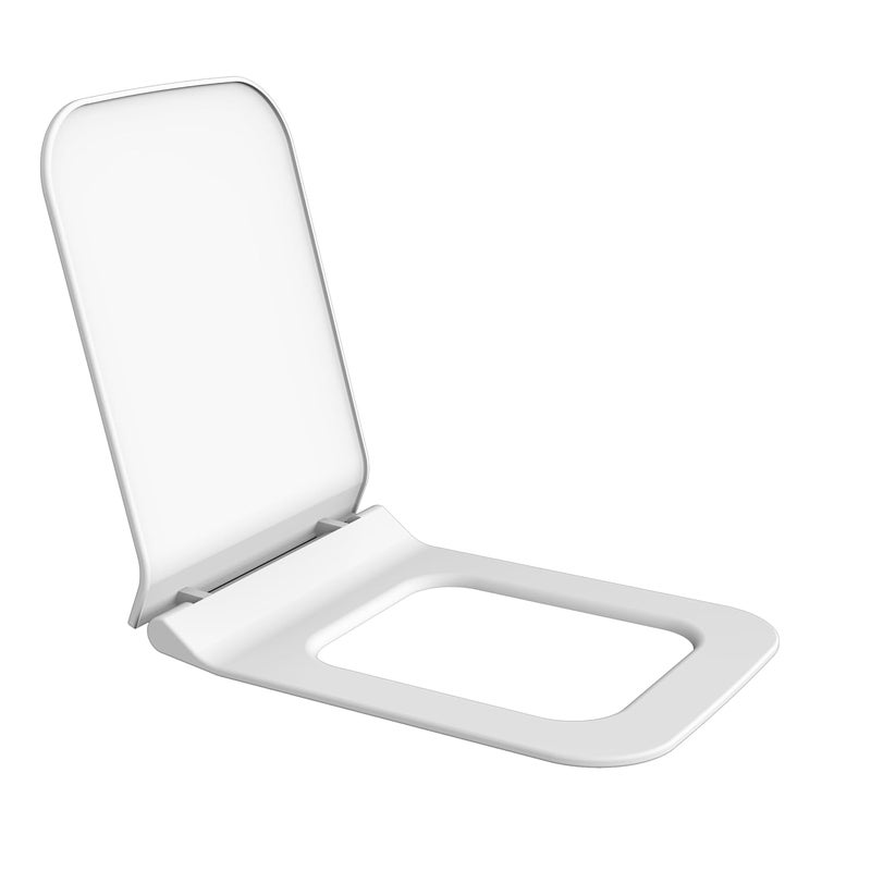 Plantex Polypropylene Soft Closing Toilet SeatWestern Toilet Seats For BathroomToilet SeatToilet Seat Cover For Commode Rectangle Shape Glossy White - Image 1