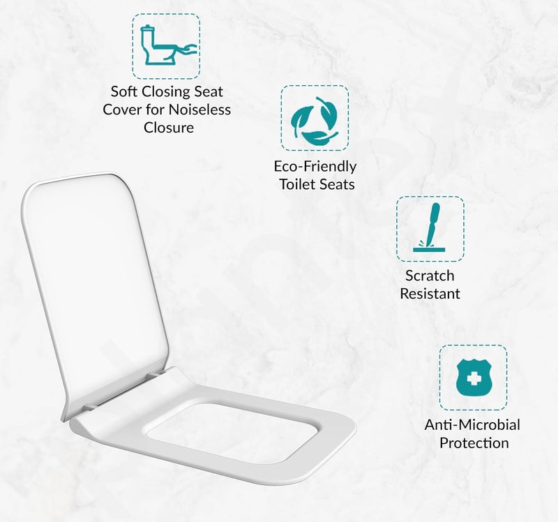 Plantex Polypropylene Soft Closing Toilet SeatWestern Toilet Seats For BathroomToilet SeatToilet Seat Cover For Commode Rectangle Shape Glossy White - Image 3
