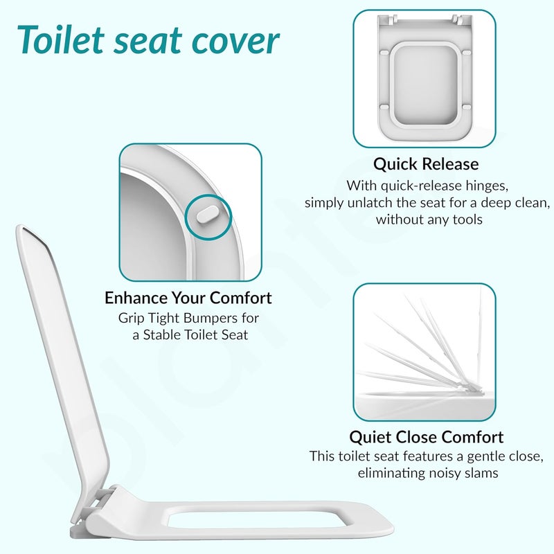 Plantex Polypropylene Soft Closing Toilet SeatWestern Toilet Seats For BathroomToilet SeatToilet Seat Cover For Commode Rectangle Shape Glossy White - Image 4