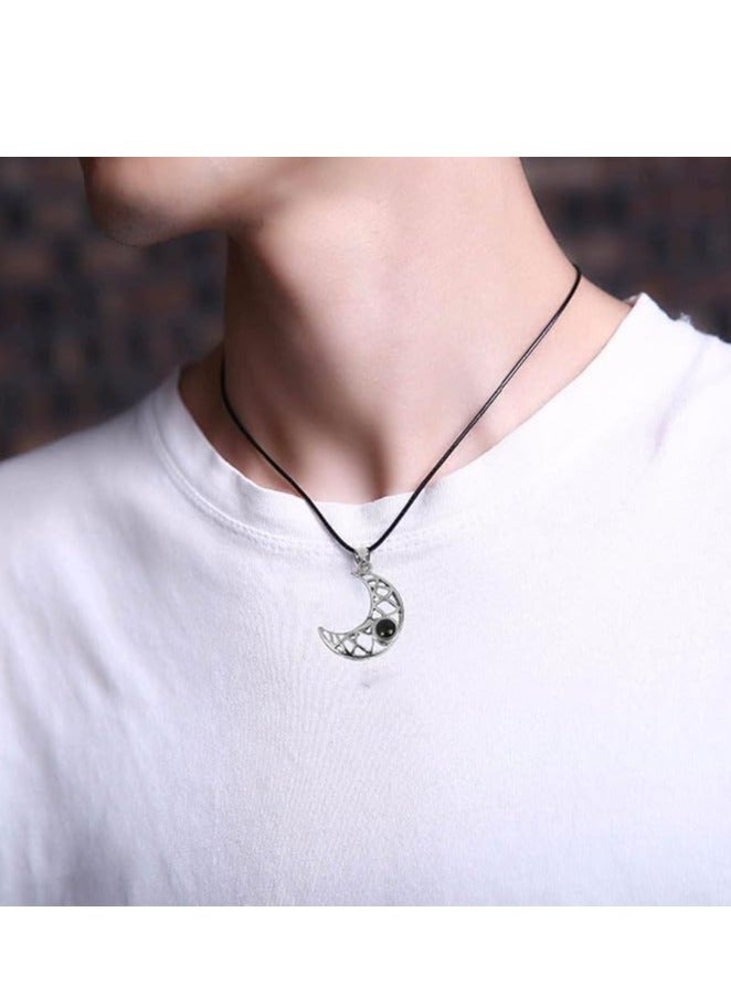 2 pcs Sun and Moon Projection Necklace I Love You Necklace 100 Languages Magnet Matching Necklace for Women Mens Girls Bff Couple Friendship - Image 2