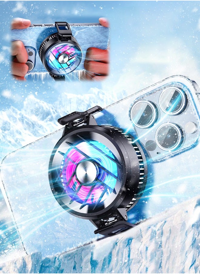 Xoopla Phone Cooler, Phone Cooling Fan for Gaming And Live Streaming，Two Speed Adjustment, Fixture Design, Semiconductor Phone Cooler with RGB Light,Mini Phone Fan for Mobile Phone Tablet PC  - Image 1