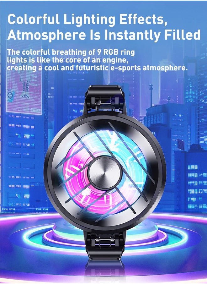 Phone Cooler, Phone Cooling Fan for Gaming And Live Streaming，Two Speed Adjustment, Fixture Design, Semiconductor Phone Cooler with RGB Light,Mini Phone Fan for Mobile Phone Tablet PC