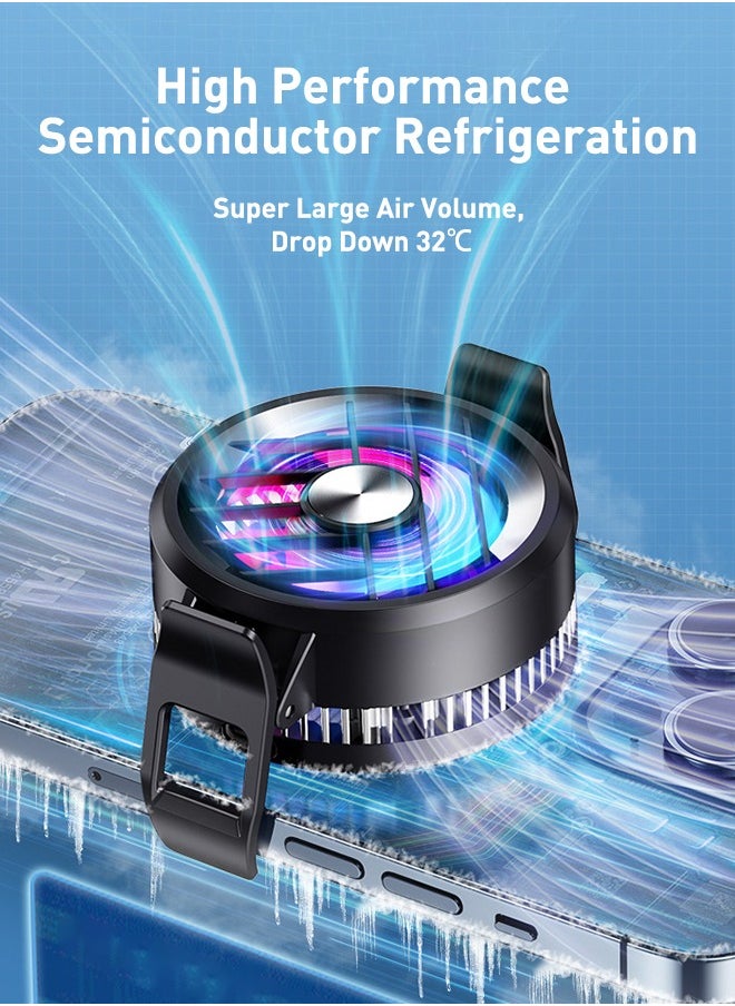 Xoopla Phone Cooler, Phone Cooling Fan for Gaming And Live Streaming，Two Speed Adjustment, Fixture Design, Semiconductor Phone Cooler with RGB Light,Mini Phone Fan for Mobile Phone Tablet PC  - Image 4
