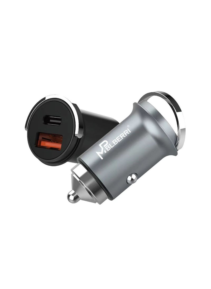 MPBLBERRI Premium Quality PD Car Charger, 30W, Grey - Image 1