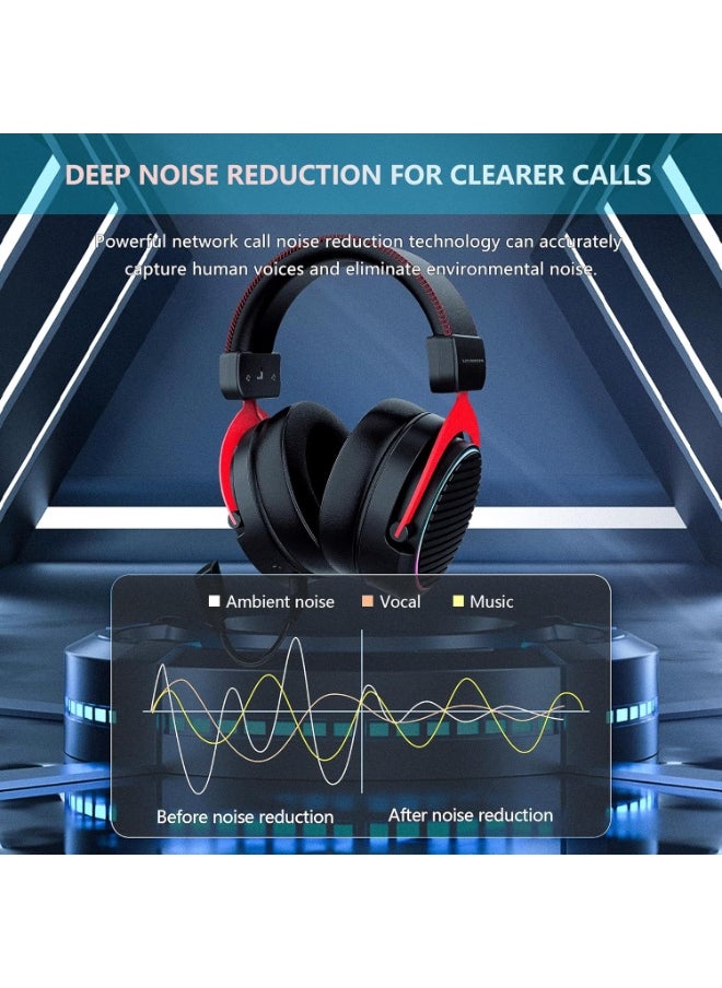 X2 Pro Gaming Headset for Xbox One, PS4, PC, Controller, Noise Cancelling Over Ear Headphones with Mic, LED Light Bass Surround Soft Memory Earmuffs for PS2 Mac