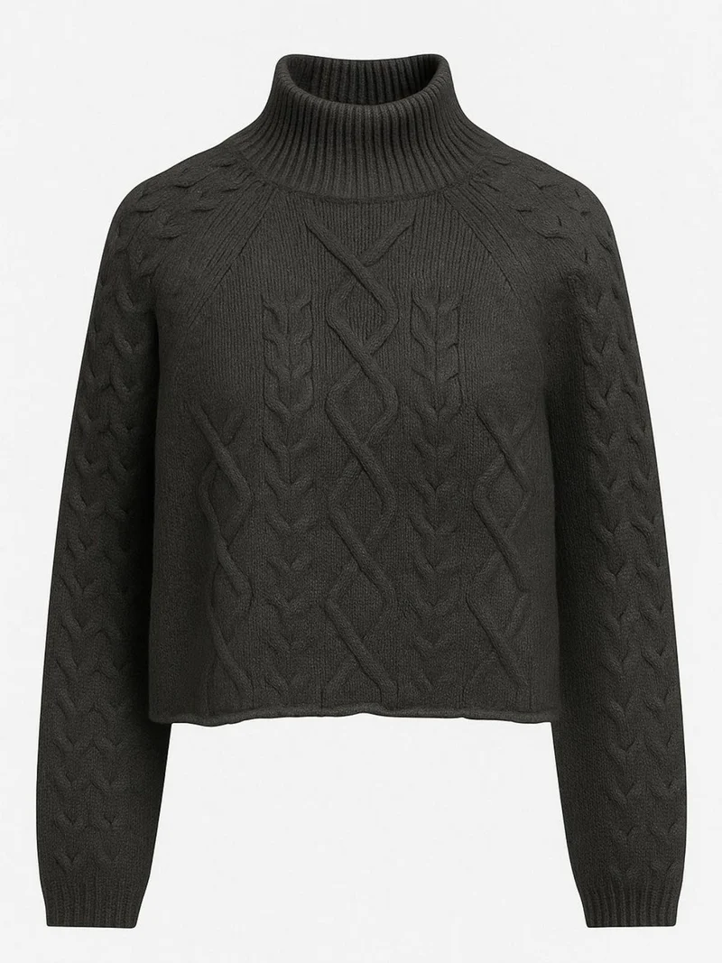 MixRay Mixray Thick Ribbed Half Turtleneck Knit Sweater