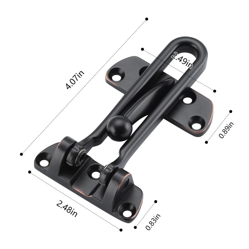 ويل ميد مزلاج قفل باب متأرجح من ويل ميد، مزلاج أمان للباب لحماية الأطفال وأمن المنزل، مشبك حماية معزز لمزلاج الباب (برونز مصقول بالزيت، عبوة من 4 قطع) - Image 3