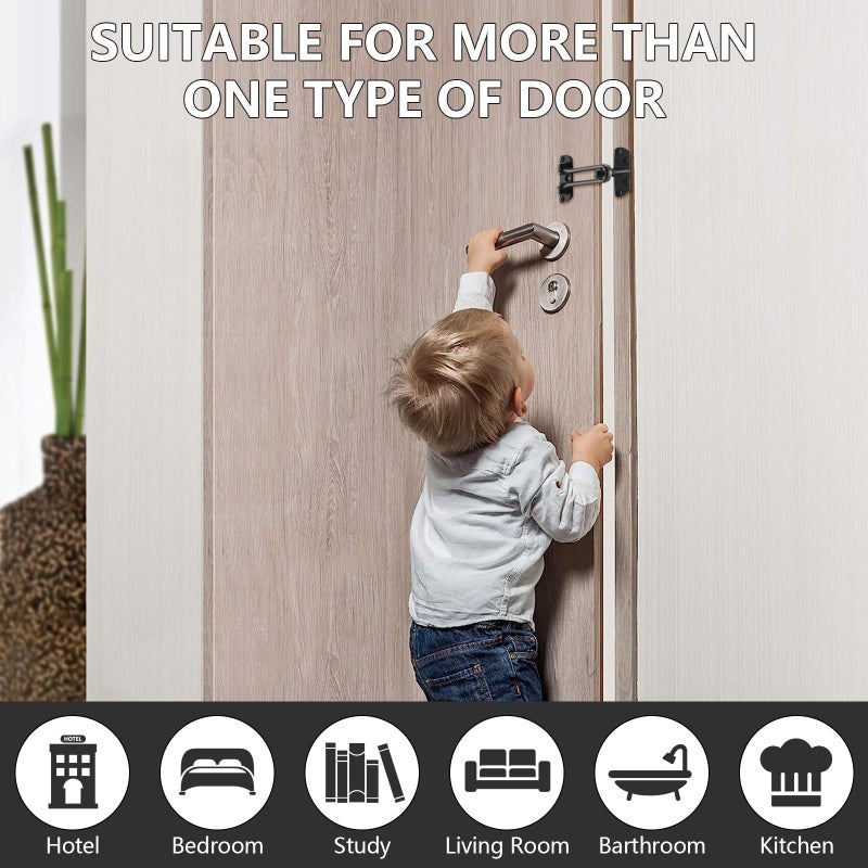 ويل ميد مزلاج قفل باب متأرجح من ويل ميد، مزلاج أمان للباب لحماية الأطفال وأمن المنزل، مشبك حماية معزز لمزلاج الباب (برونز مصقول بالزيت، عبوة من 4 قطع) - Image 4