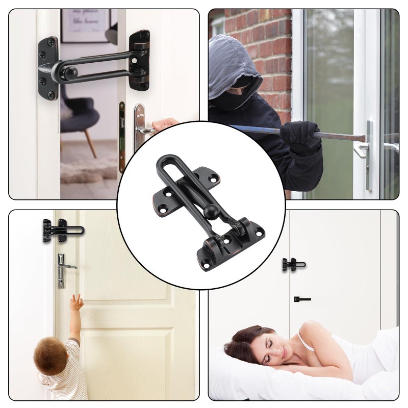 ويل ميد مزلاج قفل باب متأرجح من ويل ميد، مزلاج أمان للباب لحماية الأطفال وأمن المنزل، مشبك حماية معزز لمزلاج الباب (برونز مصقول بالزيت، عبوة من 4 قطع) - Image 5