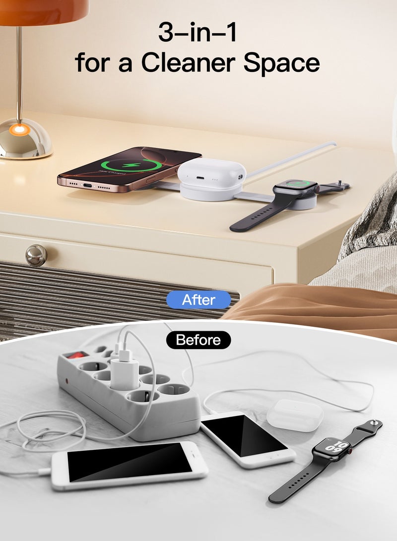 general 3-in-1 Foldable Portable Wireless Fast Charger - Stylish  Lightweight, Compatible with iPhone, Apple Watch, and AirPods - Image 5