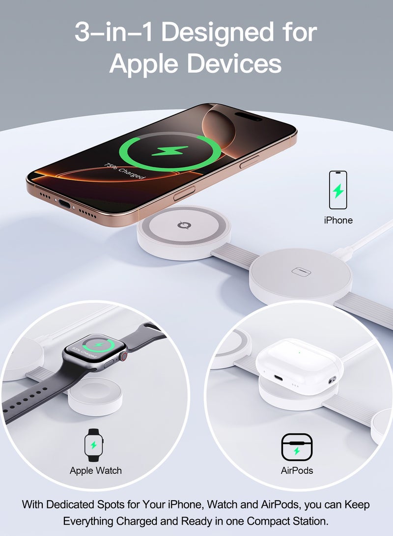 general 3-in-1 Foldable Portable Wireless Fast Charger - Stylish  Lightweight, Compatible with iPhone, Apple Watch, and AirPods - Image 2
