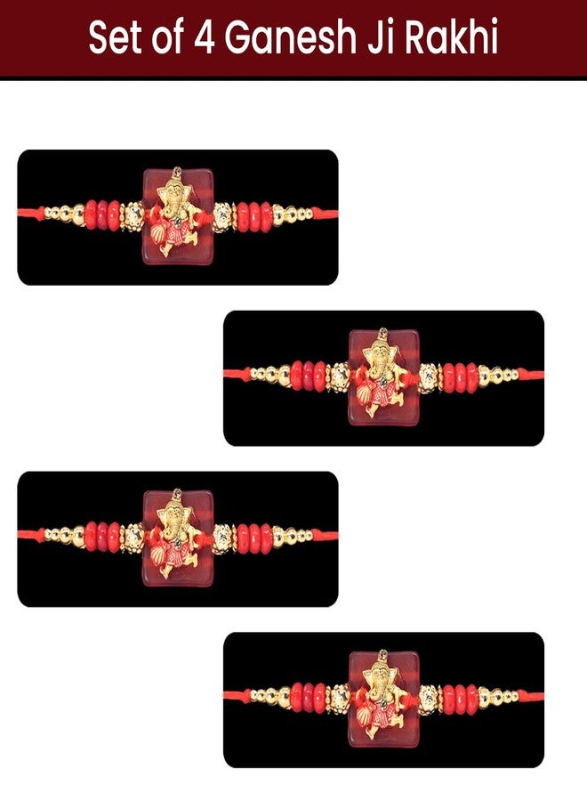 Natali Traders Pack of 4 Bal Ganesha Rakhi for Kids - Cute Ganesh Ji Rakhi Set for Kids Boys, Men, Bhai, Brother - Rakhis with Roli Chawal Chopra - Image 2