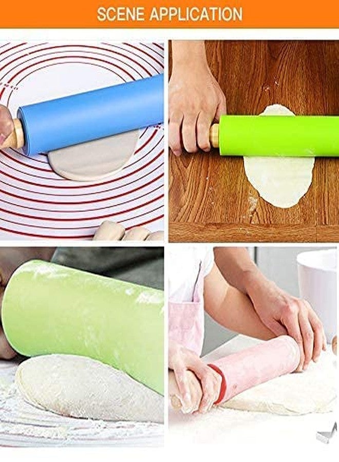 ISHWANKU Rolling Pin Wooden Handle Non-Stick, Silicone Dough Rollers for Home Kitchen,Non Stick Surface Cooking Bakeware Tool(Random Color) - Image 3