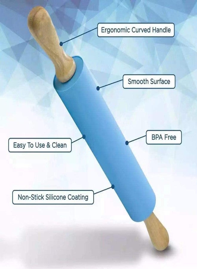 ISHWANKU Rolling Pin Wooden Handle Non-Stick, Silicone Dough Rollers for Home Kitchen,Non Stick Surface Cooking Bakeware Tool(Random Color) - Image 4