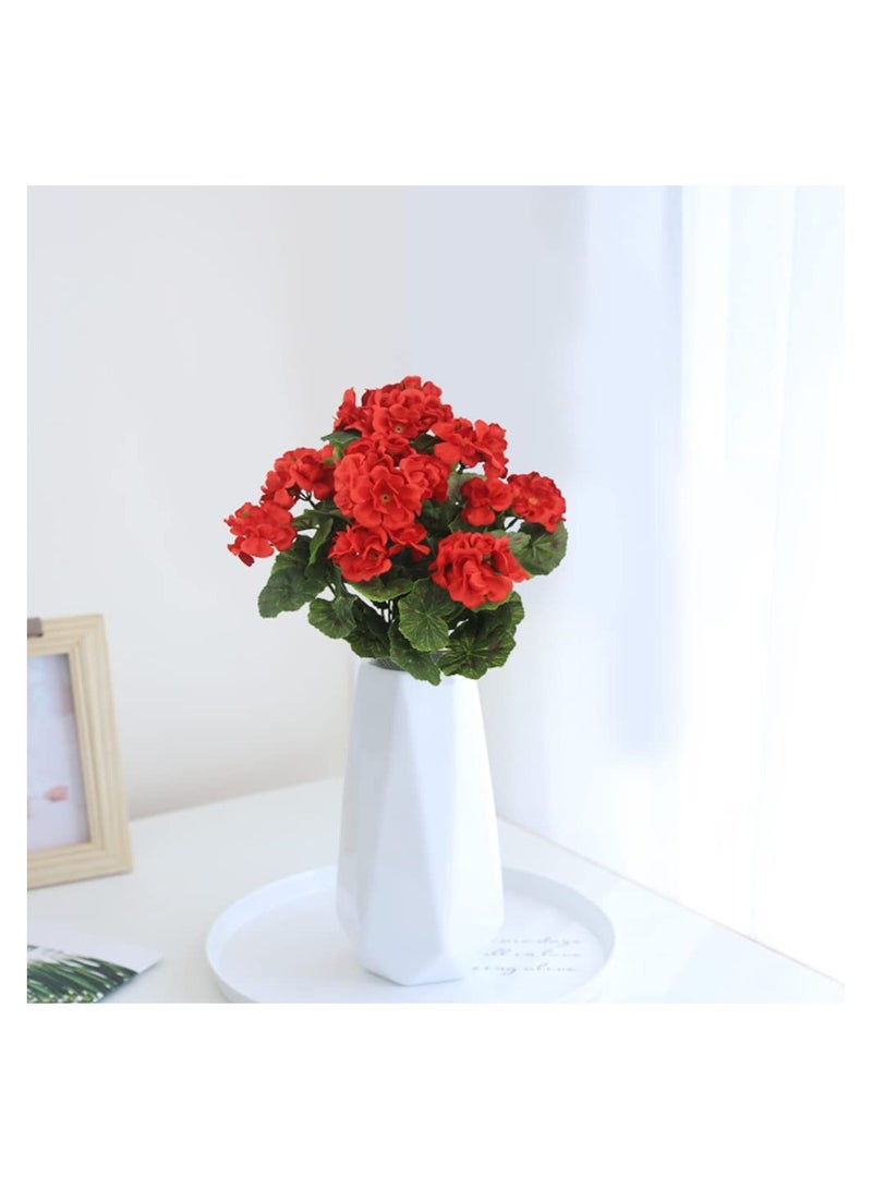 Excefore 2 Pcs Artificial Red Geranium Bush Faux Flowers Geraniums Silk Flowers Outdoor Plant Bush Red Geraniums for Floral Home Decor Indoor Garden Patio Grave Cemetary Vase Table Centerpiece - Image 5