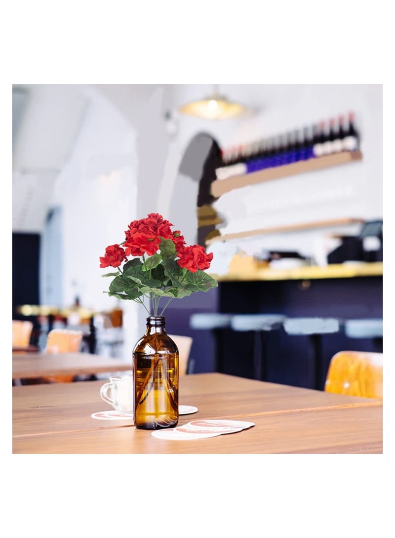 Excefore 2 Pcs Artificial Red Geranium Bush Faux Flowers Geraniums Silk Flowers Outdoor Plant Bush Red Geraniums for Floral Home Decor Indoor Garden Patio Grave Cemetary Vase Table Centerpiece - Image 3